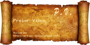 Preier Vince névjegykártya
